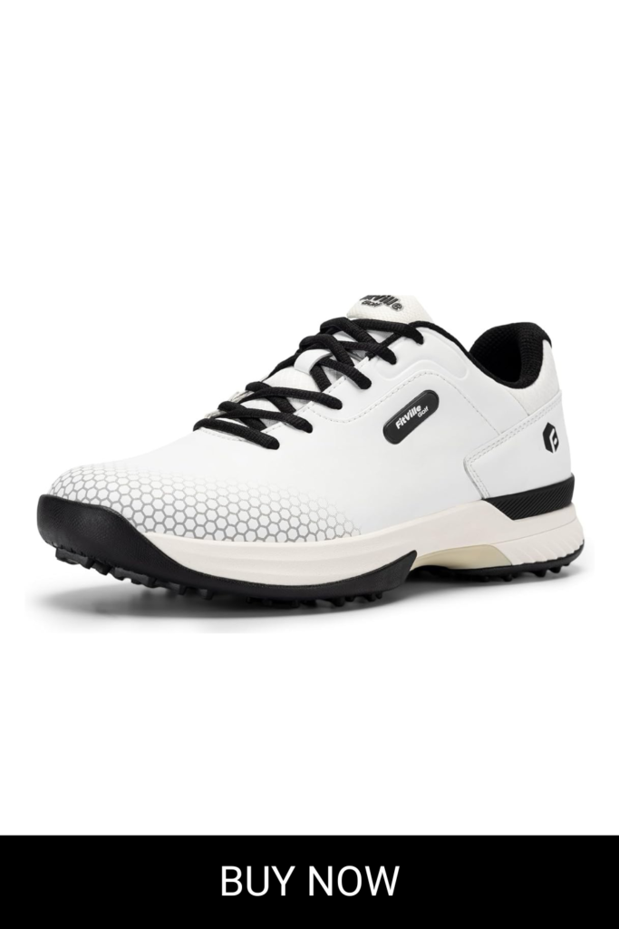 FitVille Wide & Extra Wide Mens Golf Shoes Professional Outdoor Waterproof Spiked Golf Shoes for Men