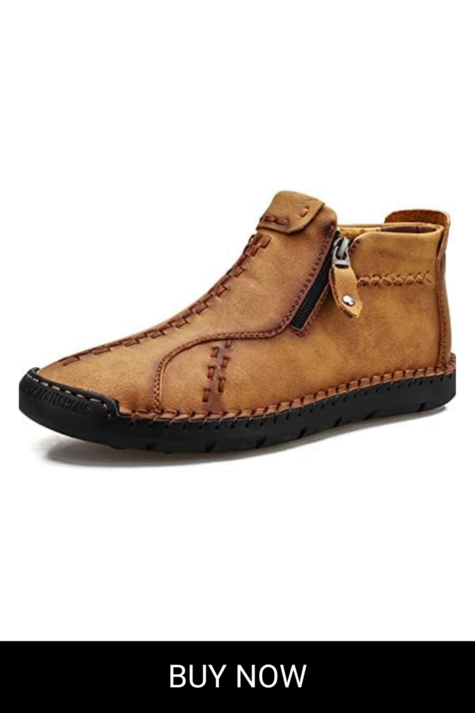 Govicta Mens Casual Leather Shoes Ankle Chukka Boots Slip On Loafers Mid top Moccasins Shoes Renaissance Shoes Pirate Boots