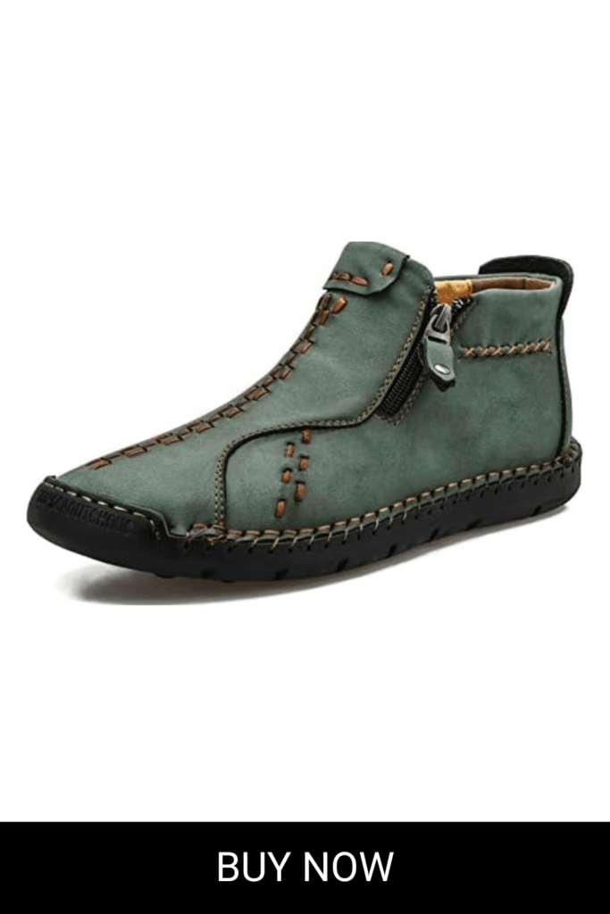Govicta Mens Casual Leather Shoes Ankle Chukka Boots Slip On Loafers Mid top Moccasins Shoes Renaissance Shoes Pirate Boots