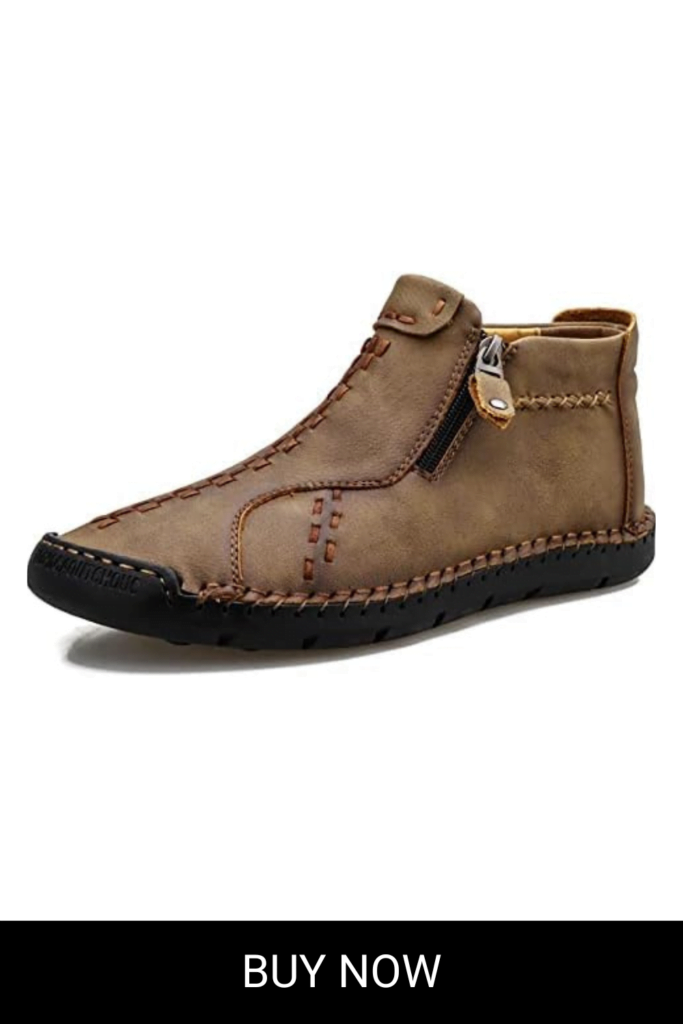 Govicta Mens Casual Leather Shoes Ankle Chukka Boots Slip On Loafers Mid top Moccasins Shoes Renaissance Shoes Pirate Boots