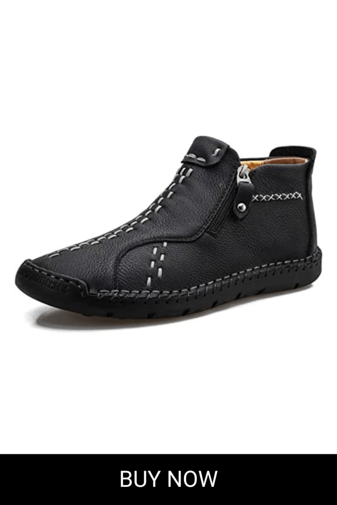 Govicta Mens Casual Leather Shoes Ankle Chukka Boots Slip On Loafers Mid top Moccasins Shoes Renaissance Shoes Pirate Boots