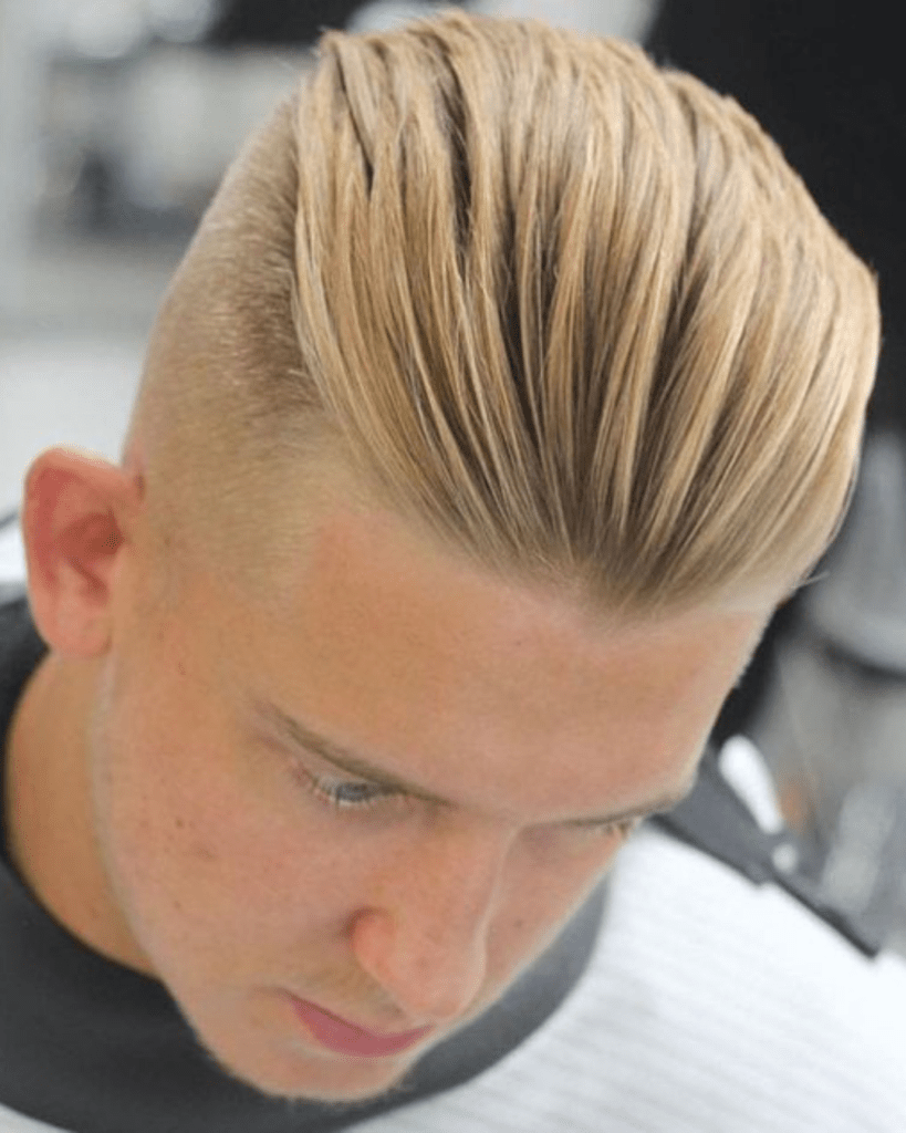 Slick Back with Blonde Streaks - slick back haircut with fade