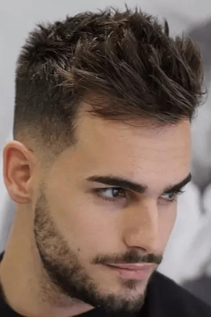 Slick Back with Swoop Fringe for men - slick back haircut with fade