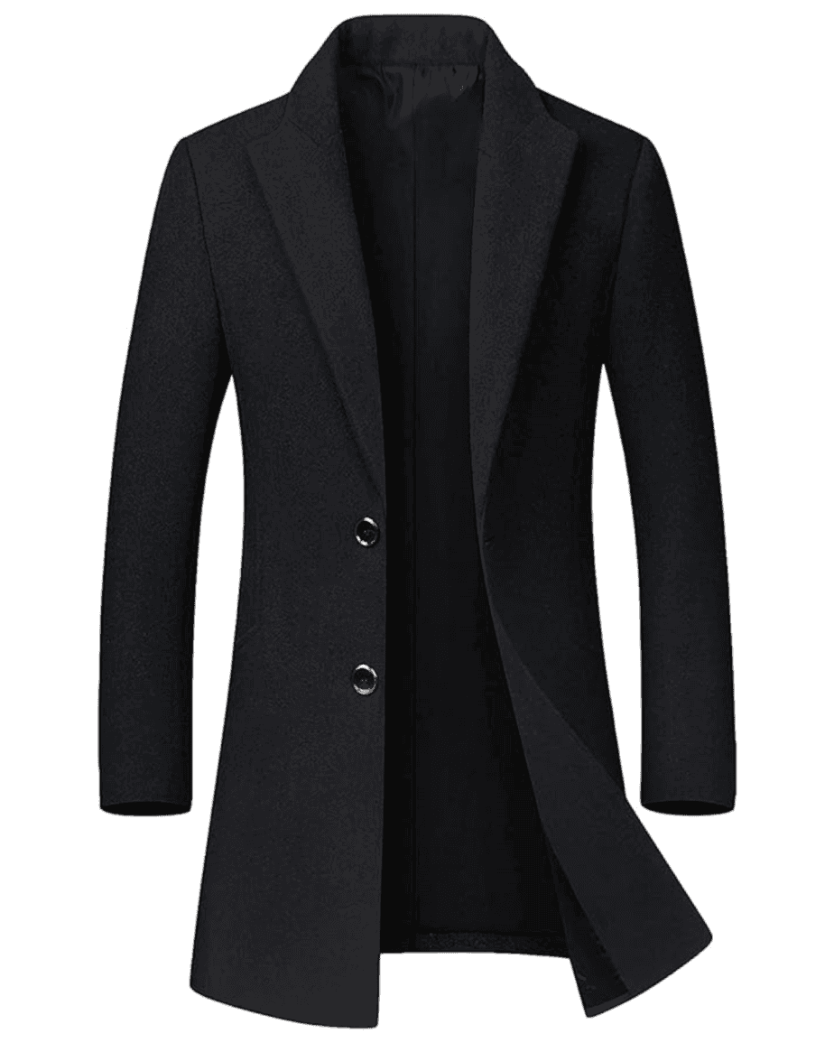 Men's Mid-Length Single Breasted Wool Blend Top Coat