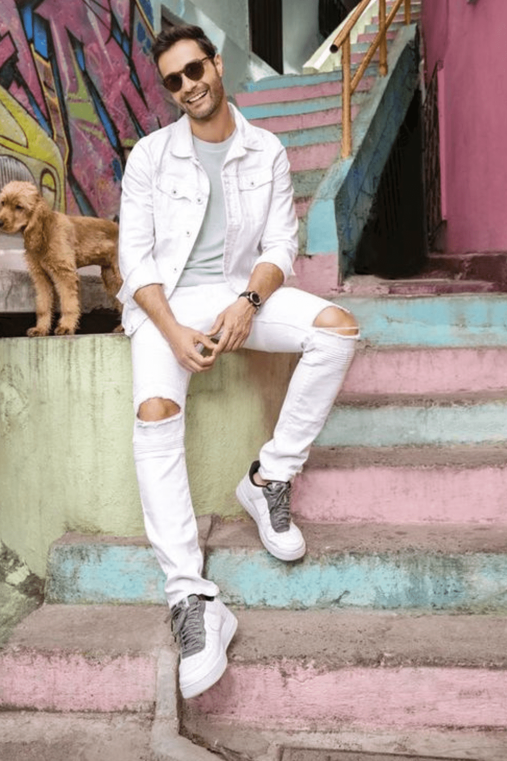Casual Chic with Denim: all white men outfit