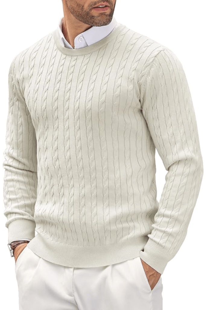 cozy white knit sweater