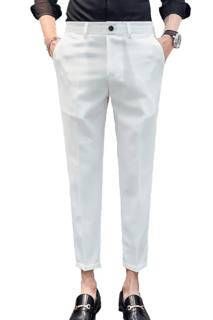 Pants for Men Slim Fit Cropped Trousers