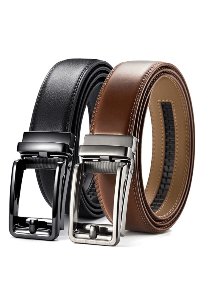 CHAOREN Click Belt for men - Mens Leather Belt 1 3/8" for Dress and Casual - Micro Adjustable Belt Fit Everywhere