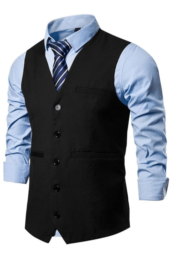 V-Neck Waist Coat for Men Stylish Men's Black Blazer
