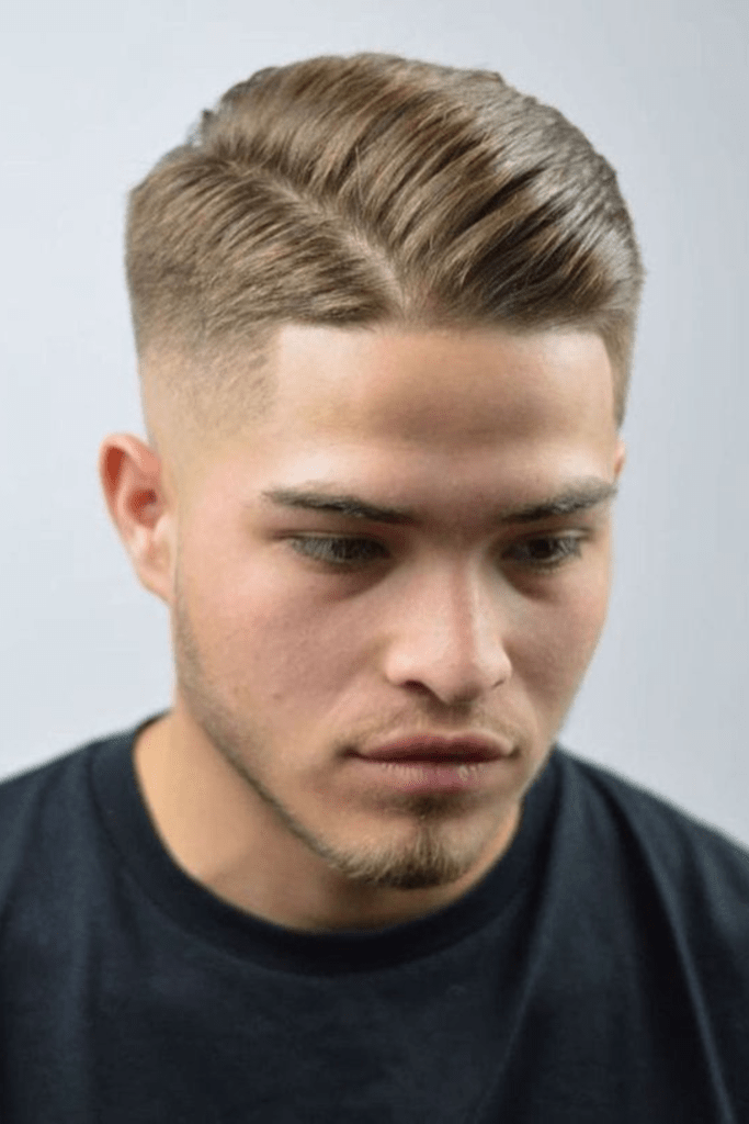 Classic Comb Over for oblong face shape men hairstyle