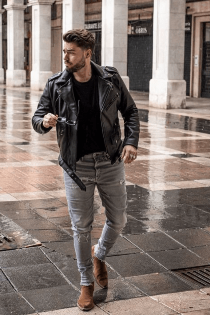 Street Style Swagger: grey jeans men outfit