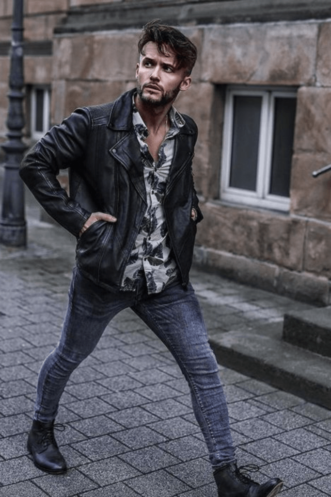Night Out On The Town: grey jeans men outfit