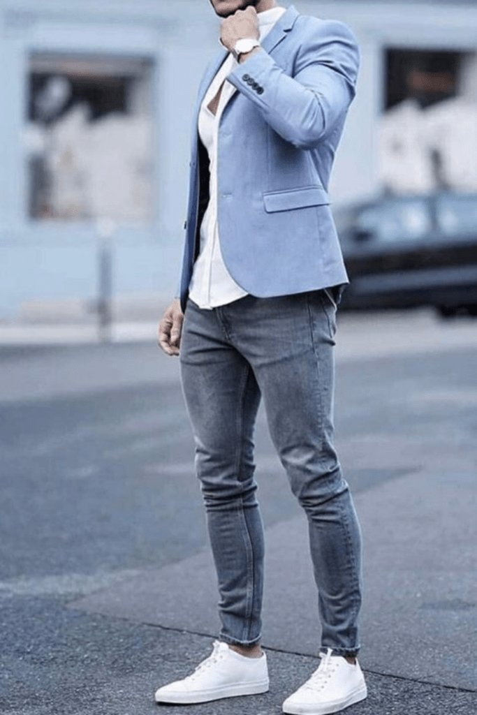 Business Casual Vibes: grey jeans men outfit