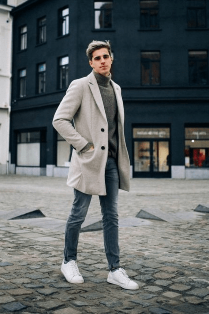 Modern Minimalist: grey jeans men outfit
