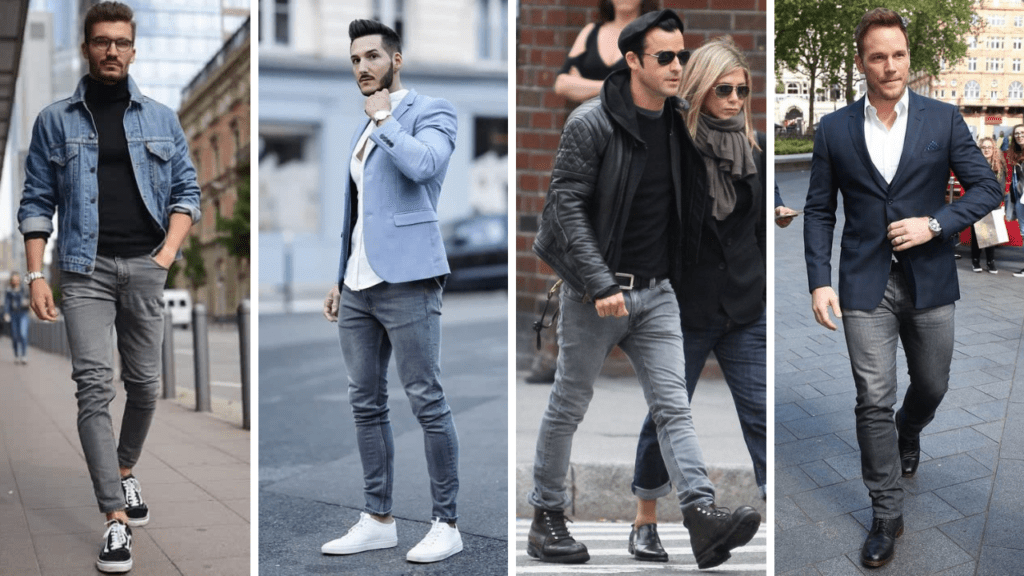 grey jeans men outfit