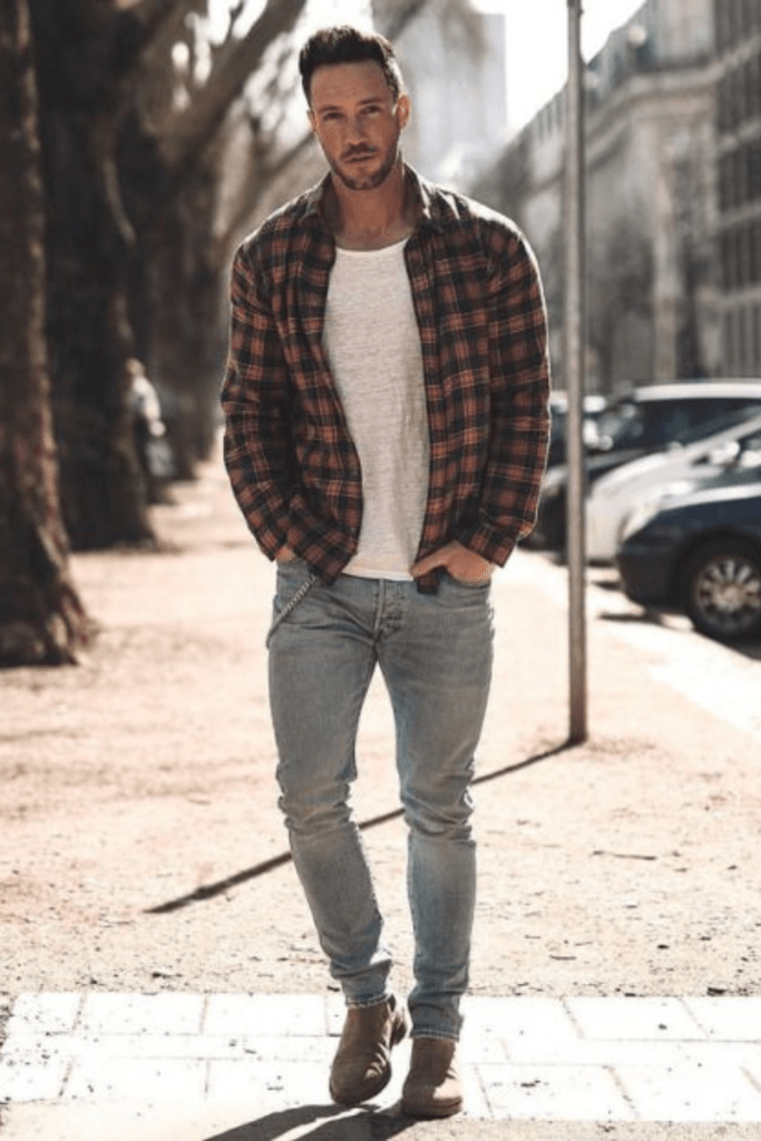 Weekend Warrior: grey jeans men outfit