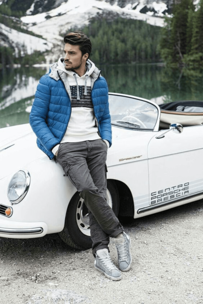 Retro Revival: grey jeans men outfit