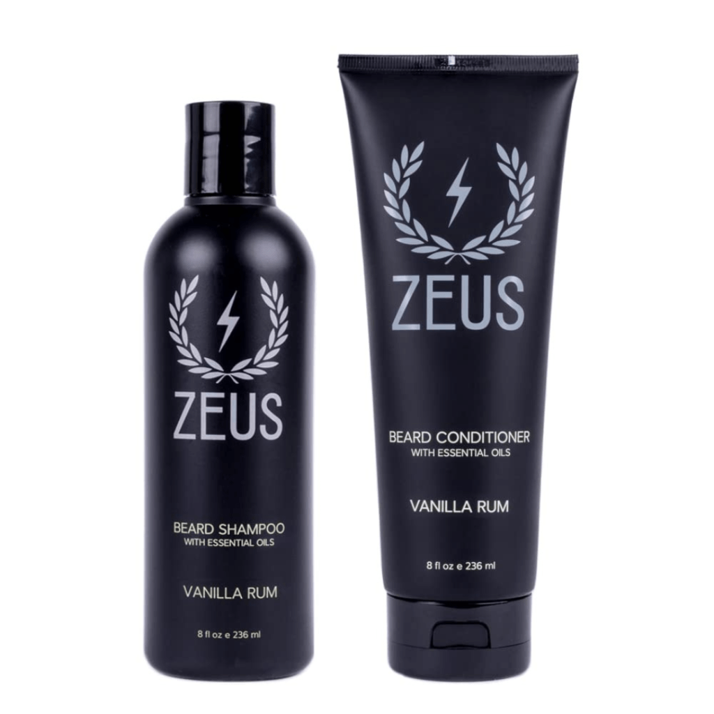 ZEUS Beard Wash & Beard Conditioner Set with Green Tea for Men, Soften, Hydrates & Moisturizes - MADE IN USA