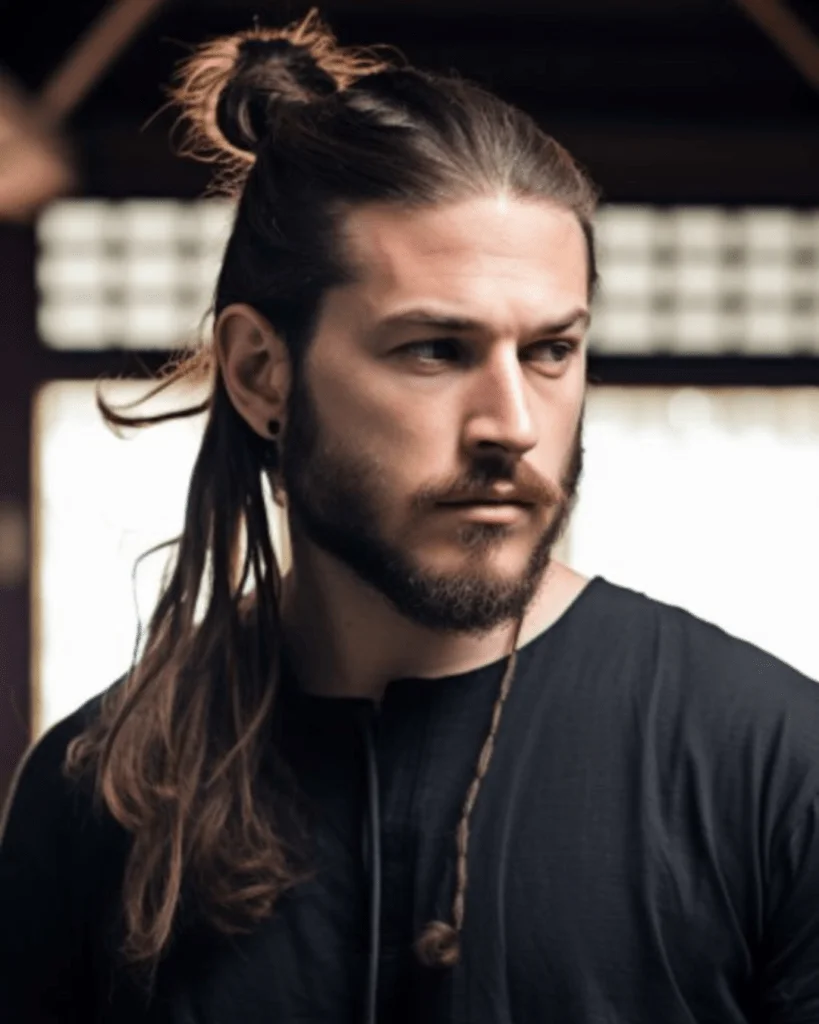The Twisted Top Knot: hairstyles for guys with long hair