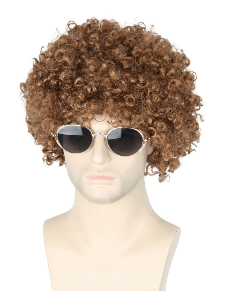 70s 80s Afro Wig Brown Short Curly Wig for Men Women Halloween Disco Rock Wig Hippie Costume Wig
