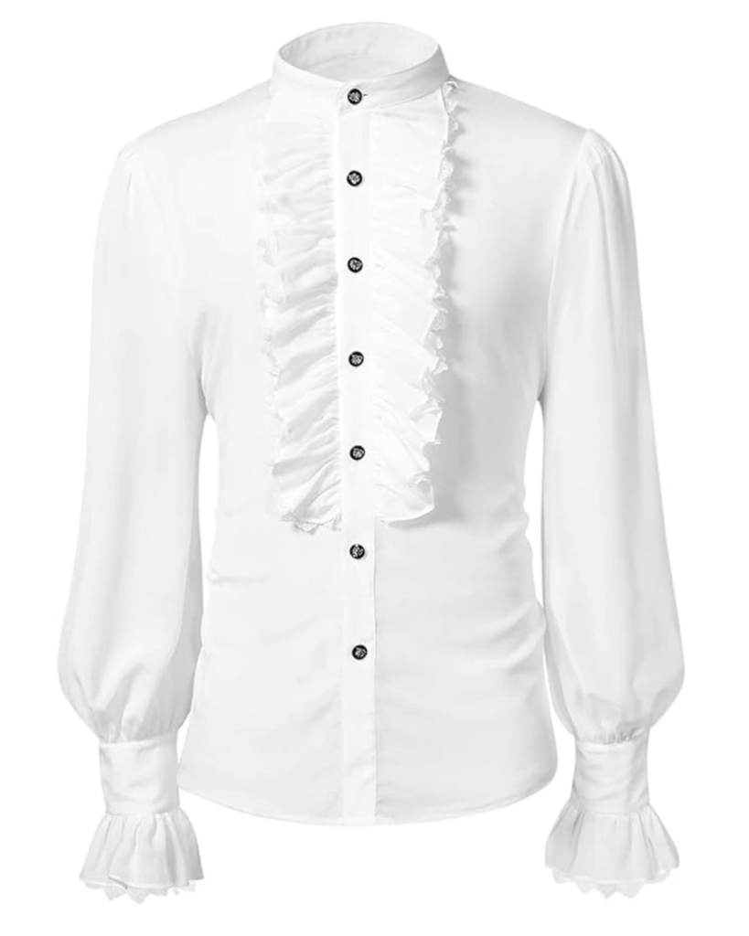 Bbalizko Men Pirate Shirt Victorian Ruffle Medieval Renaissance Vampire Ruffled Steampunk Puffy Halloween Cosplay Shirts