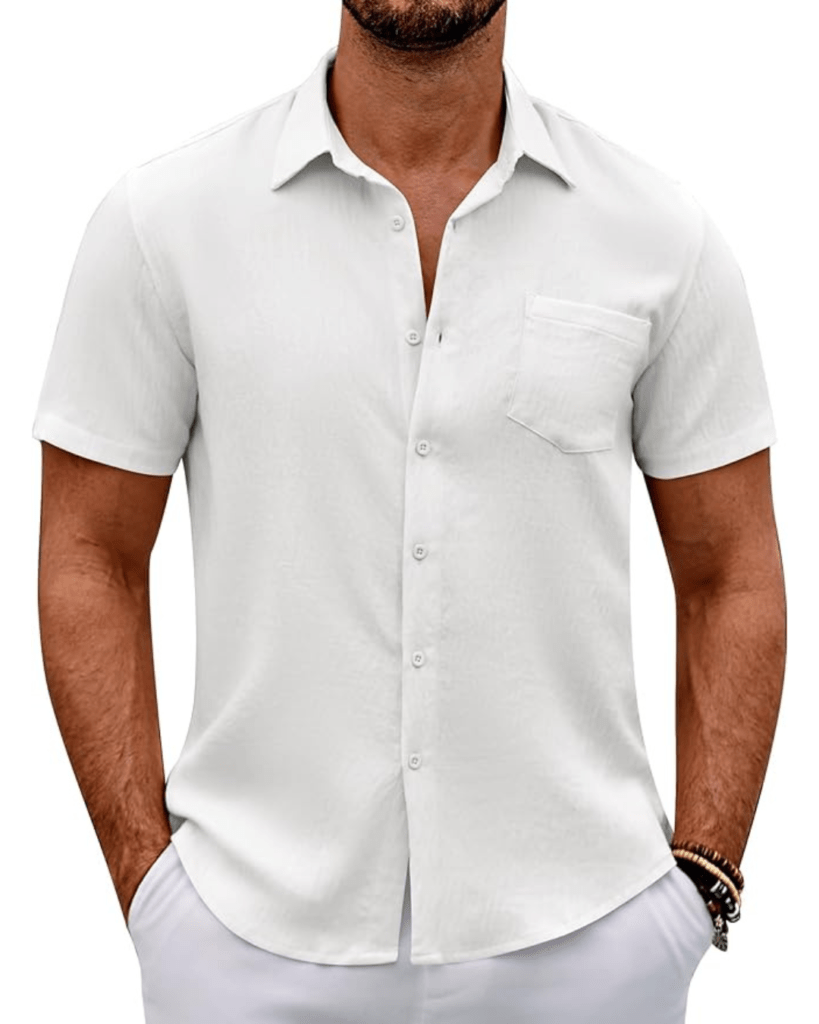 COOFANDY Mens Button Down Short Sleeve Shirt Casual Shirts Summer Beach Textured Shirts with Pocket