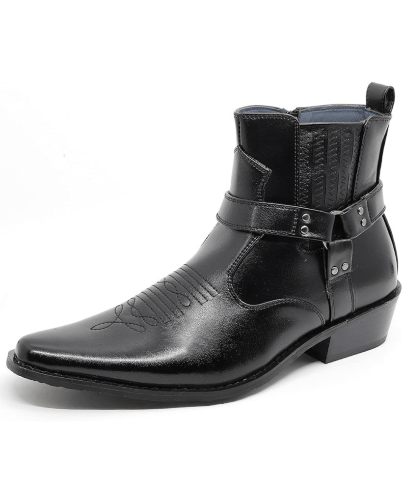 Diego-02 Men's Belt Strap Studded Western Cowboy Boots