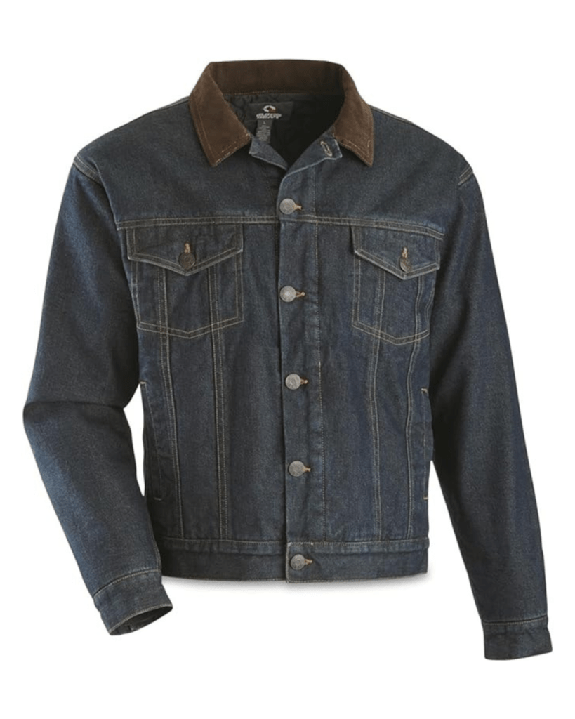 Guide Gear Quilt Lined Denim Jean Jacket for Men, Cotton Button Down Trucker Jacket