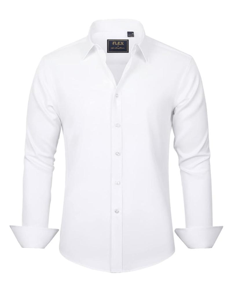 J.VER Men's Dress Shirts Solid Long Sleeve Stretch Wrinkle-Free Formal Shirt Business Casual Button Down Shirts