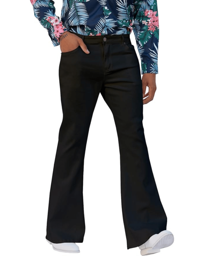 LONGBIDA Men's Retro 60s 70s Disco Flared Trousers Comfort Stretch Fit Bell Bottom Denim Jeans