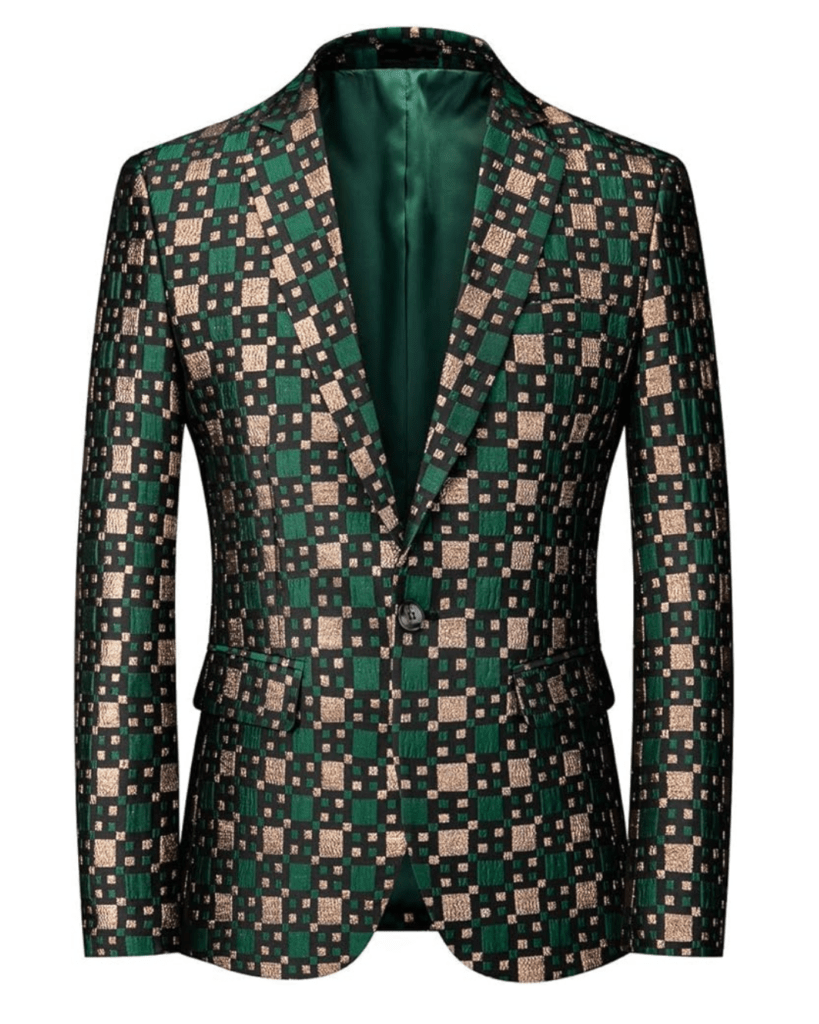 MOGU Mens Blazer Plaid Print Slim Fit Casual Sport Caots Jacket for Daily Prom Party