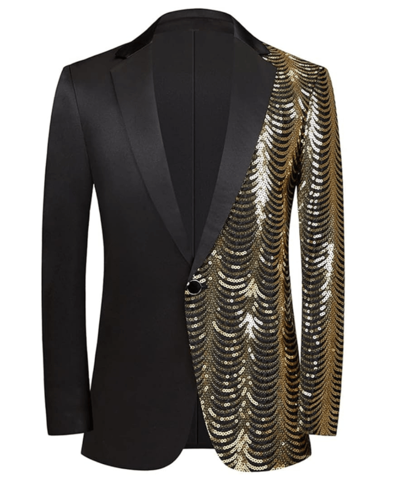 Men Black Sequin Shiny Prom Suit Jacket One Button Slim Fit Sport Coats and Blazers Tuxedo for Wedding Banquet