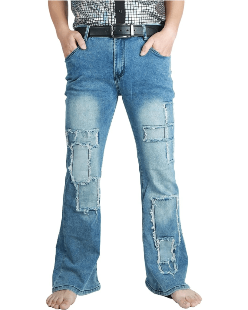 Mens Bell Bottom Pants 70s Disco Outfit Vintage Pants High Waisted Flare Jeans