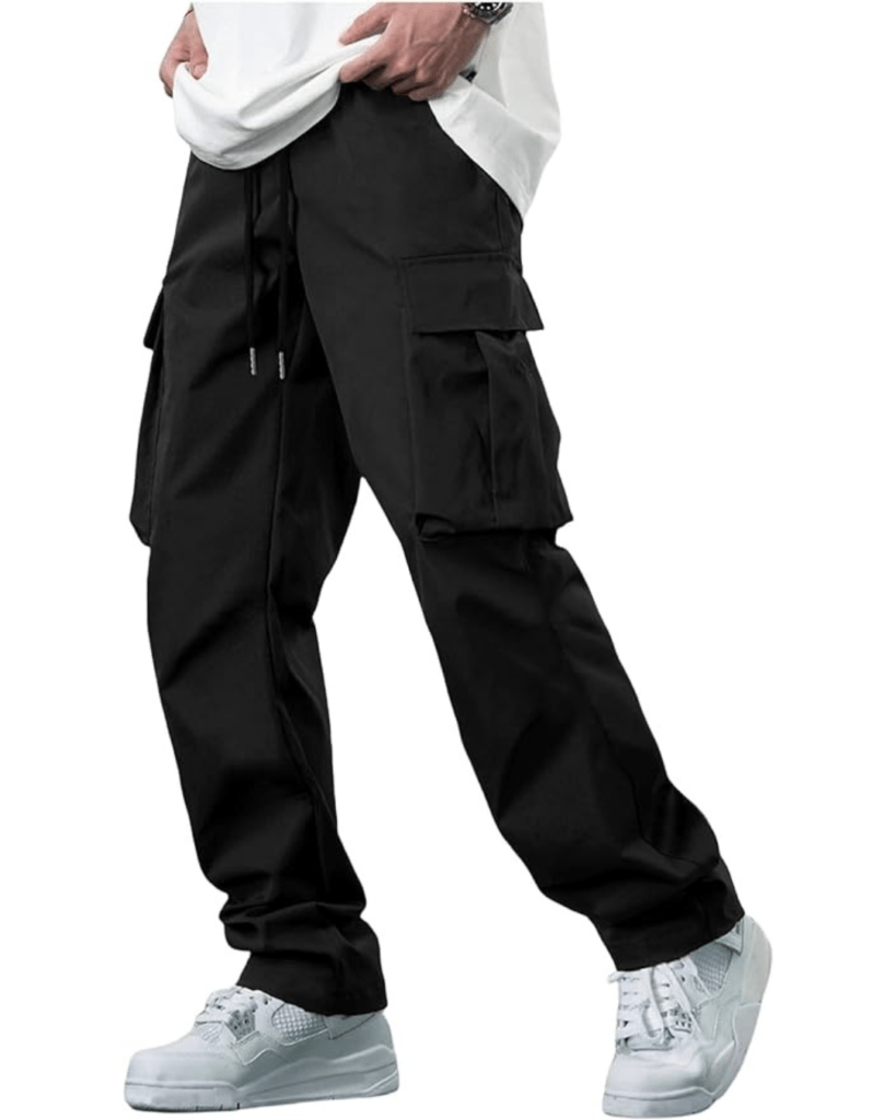 Men's Casual Cargo Pants Workout Joggers Stretch Sweatpants Hiking Drawstring Tactical Pants with Multi Pockets