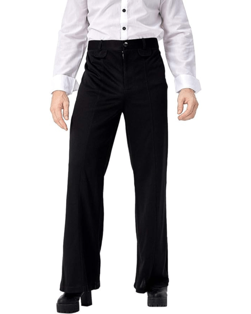 Men's Retro 70S Disco Fever Black Flared Pants Adult Vintage Trousers Bell Bottoms