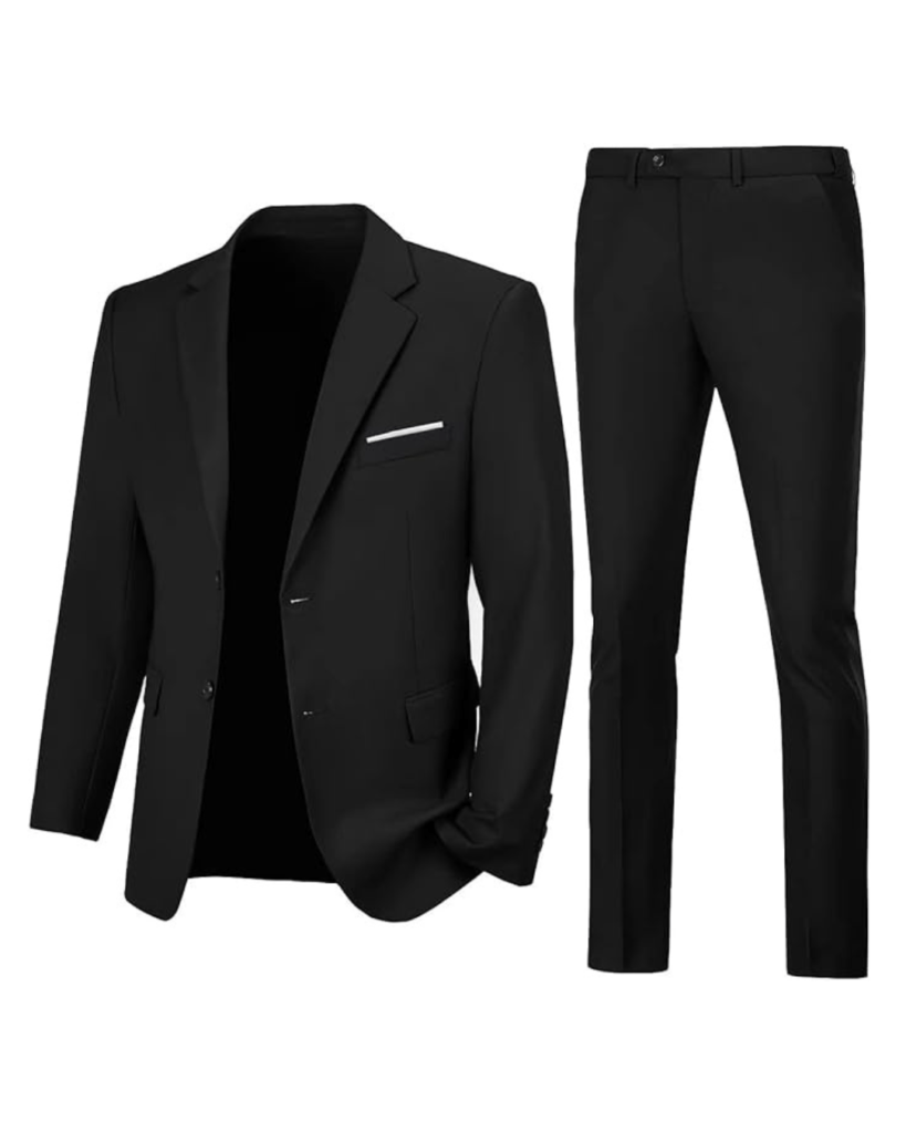 Mens Slim Fit 2 Piece Suit Two Button Notched Lapel Solid Suit Jacket Pants Set Tuxedo for Prom