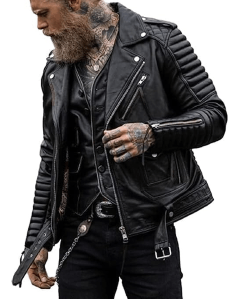 New Mens Black Quilted Motorcycle Jacket | Black Biker Leather Jacket For Men | Brando Vintage Riding Moto Jacket