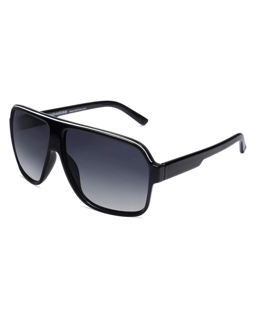 VANLINKER Polarized Oversized Aviator Sunglasses Vintage Retro 70s Square Flat Top Shield Shades Black White Frame/Gradient Grey Len