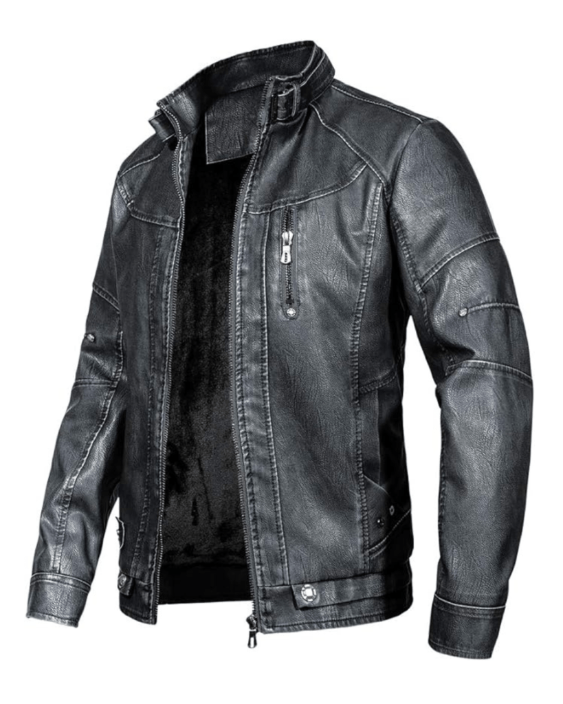 WULFUL Men's Vintage Stand Collar Leather Jacket Motorcycle PU Jacket and Coat