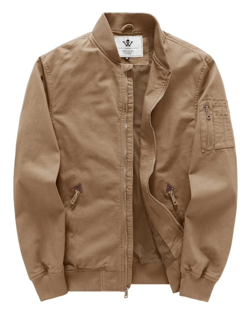 WenVen Men's Lightweight Cotton Flight Bomber Jacket Casual Military Windbreaker