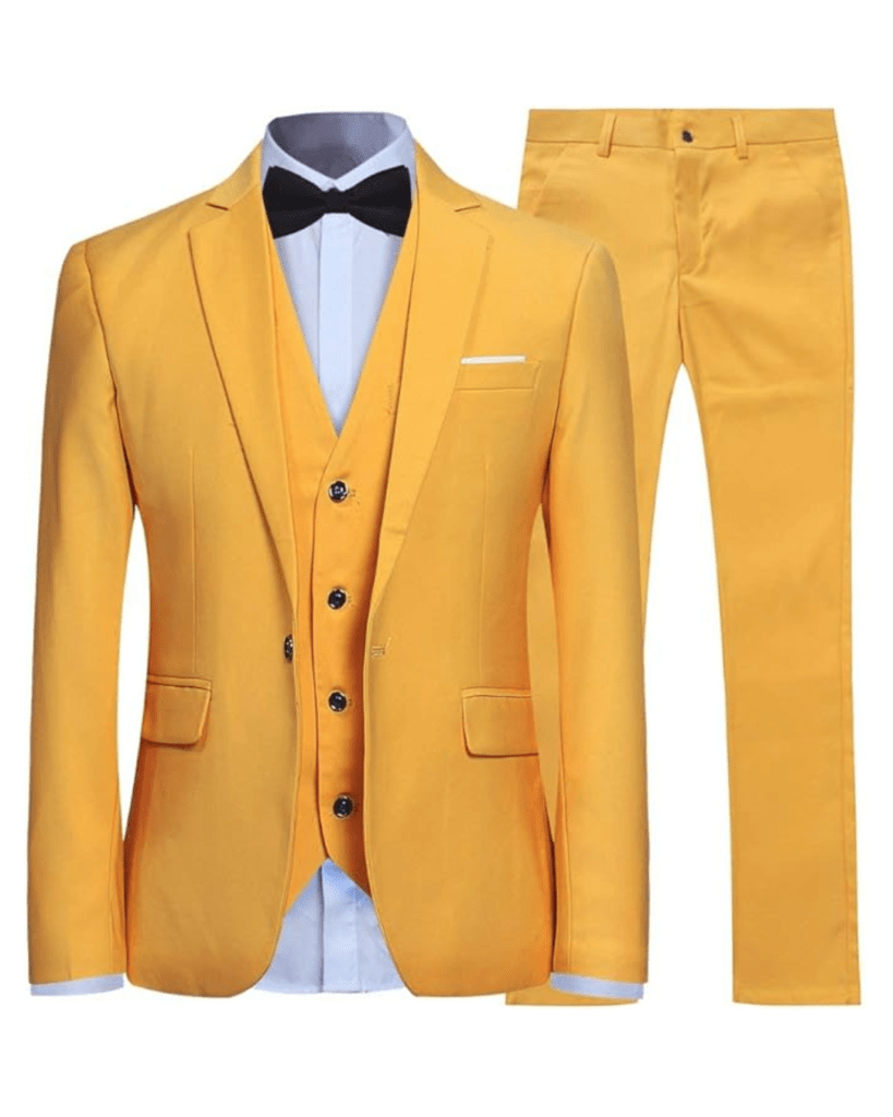 YFFUSHI Men's Slim Fit 3 Piece Suit One Button Business Wedding Prom Suits Blazer Tux Vest Trousers