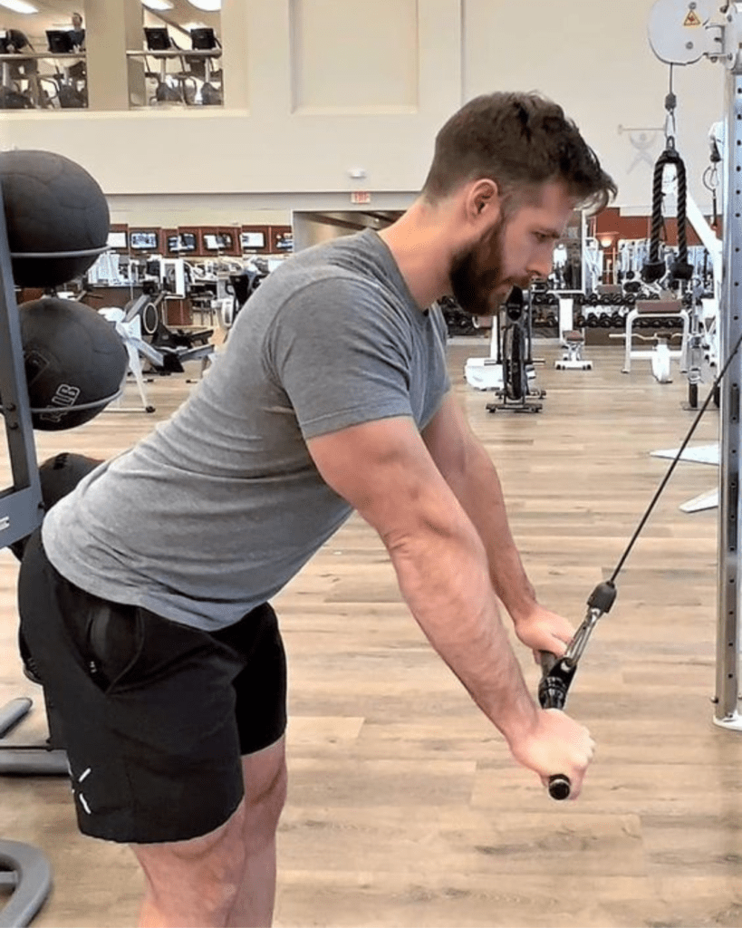 Tricep Pushdown with Barbell for tricep workouts