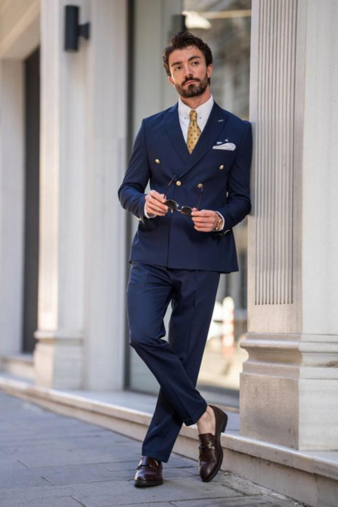 Dapper in Double-Breasted: mens wedding dress ideas
