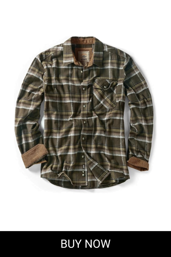 CQR Men's All Cotton Flannel Shirt, Long Sleeve Casual Button Up Plaid Shirt, Brushed Soft Outdoor Shirts