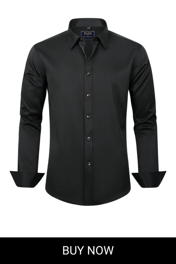 J.VER Men's Dress Shirts Solid Long Sleeve Stretch Wrinkle-Free Formal Shirt Business Casual Button Down Shirts