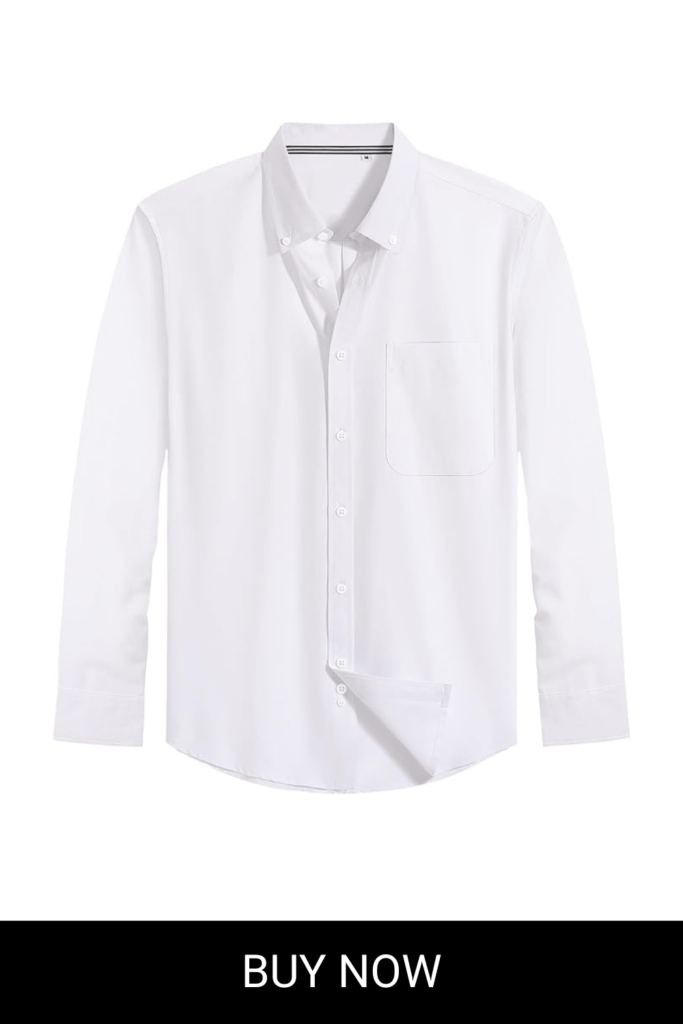 J.VER Men's Oxford Shirt Solid Casual Button Down Collar Shirts Long Sleeve Dress Shirts with Pocket