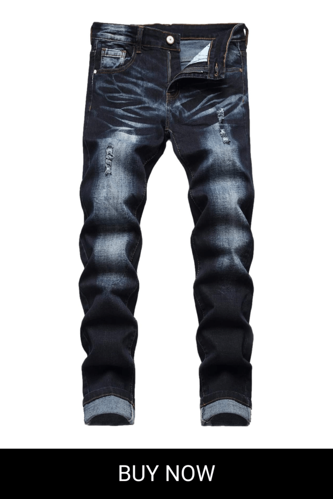 JUNBAOSS Men's Slim Fit Stretch Jeans Ripped Skinny Jeans for Men, Distressed Straight Leg Fashion Comfort Flex Waist Pants