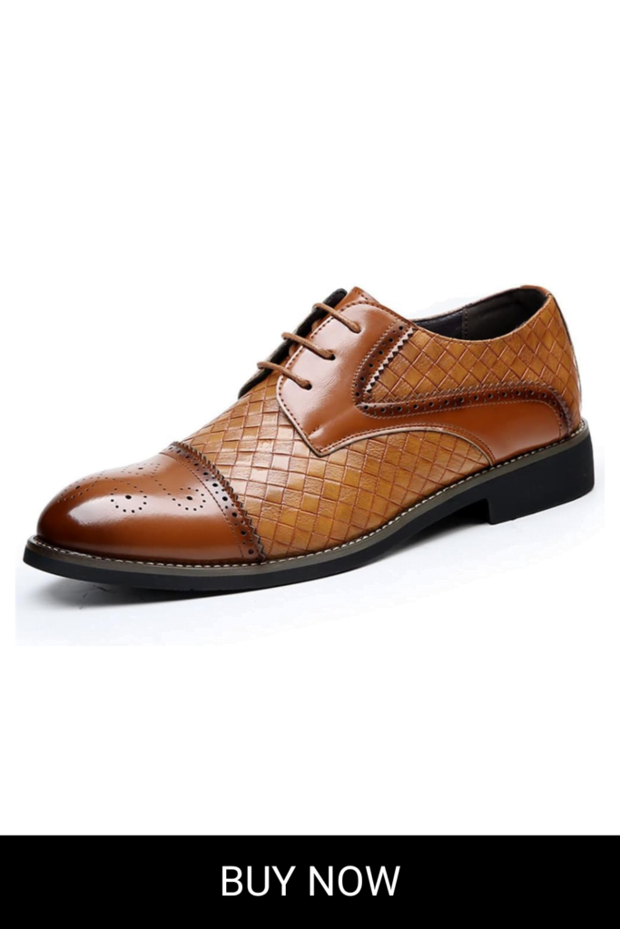 Men's Dress Shoes Lace-up Classic Derby Brogues Oxford Formal Leather Woven Wingtip Business Casual Dress Shoes