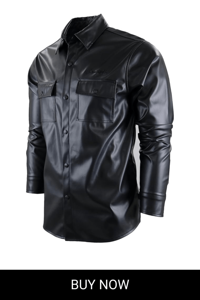 Mens PU Urban Premium Track Set Vegan Leather Athletic Streetwear Fashion Suit