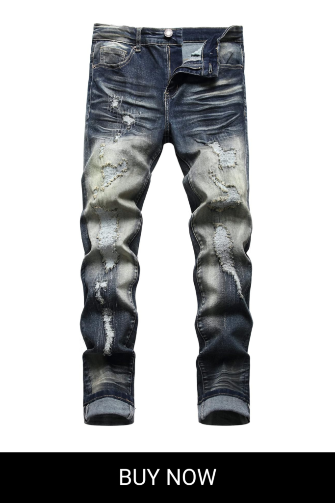Men's Ripped Jeans Slim Fit Skinny Stretch Jeans Pant